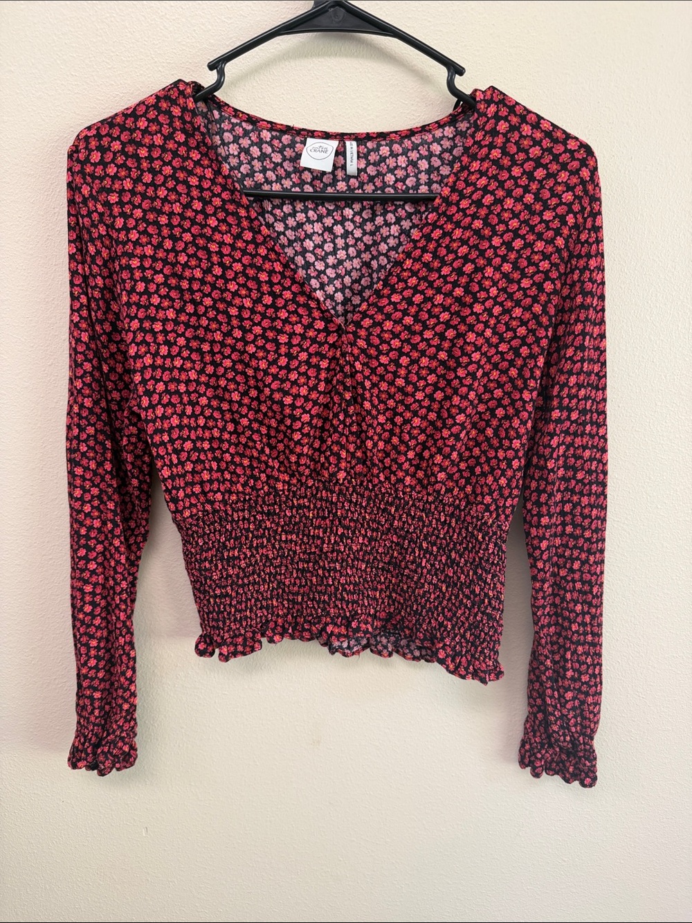 Paper Crane Crop Peplum Blouse SzL